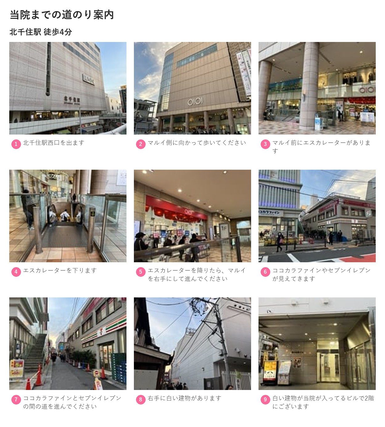 最寄り駅から湘南美容クリニック北千住院へのルート案内