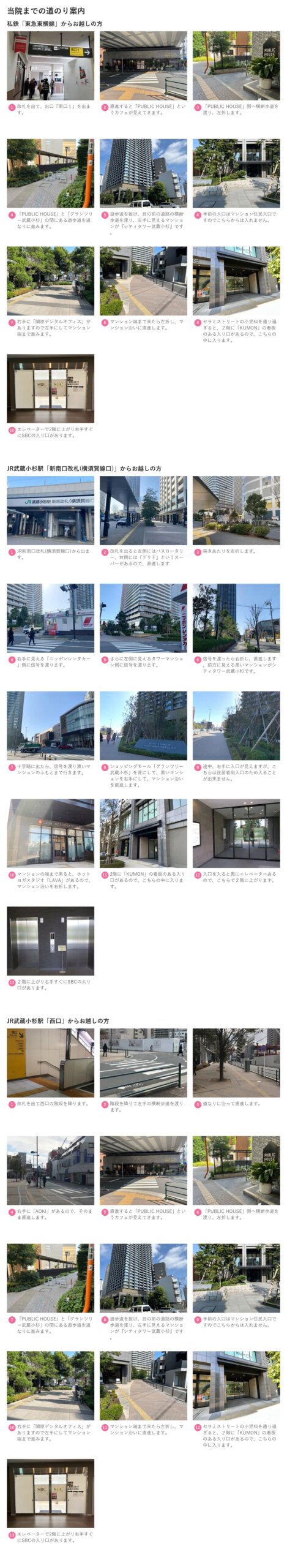 最寄り駅から湘南美容クリニック武蔵小杉院へのルート案内