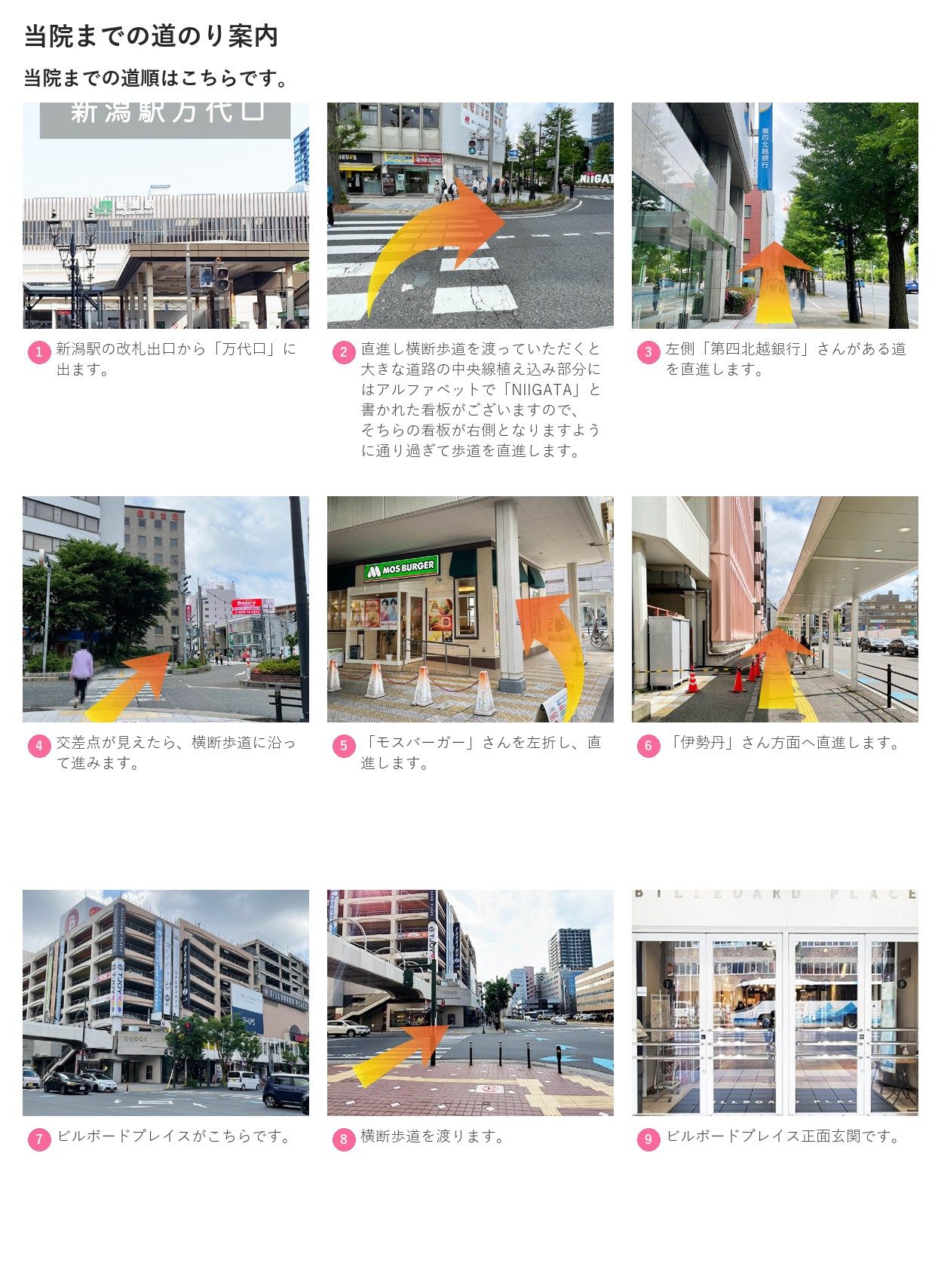 最寄り駅から湘南美容クリニック新潟院へのルート案内
